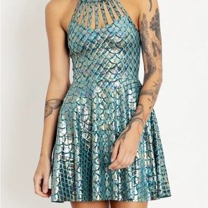BlackMilk Mermaid Ocean Velvet Strapped Up Dress NWT!